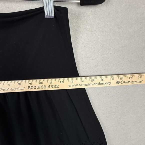 Baik Baik Honolulu Sz S/M Black Rayon Fold Over Tiered Wide Leg Eyelet Pants - Picture 3 of 6